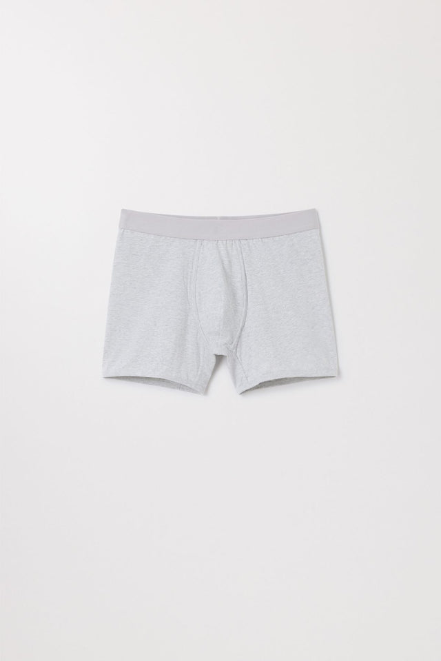 Grey Melange Boxer Brief Soft Organic Cotton Stretch Asket