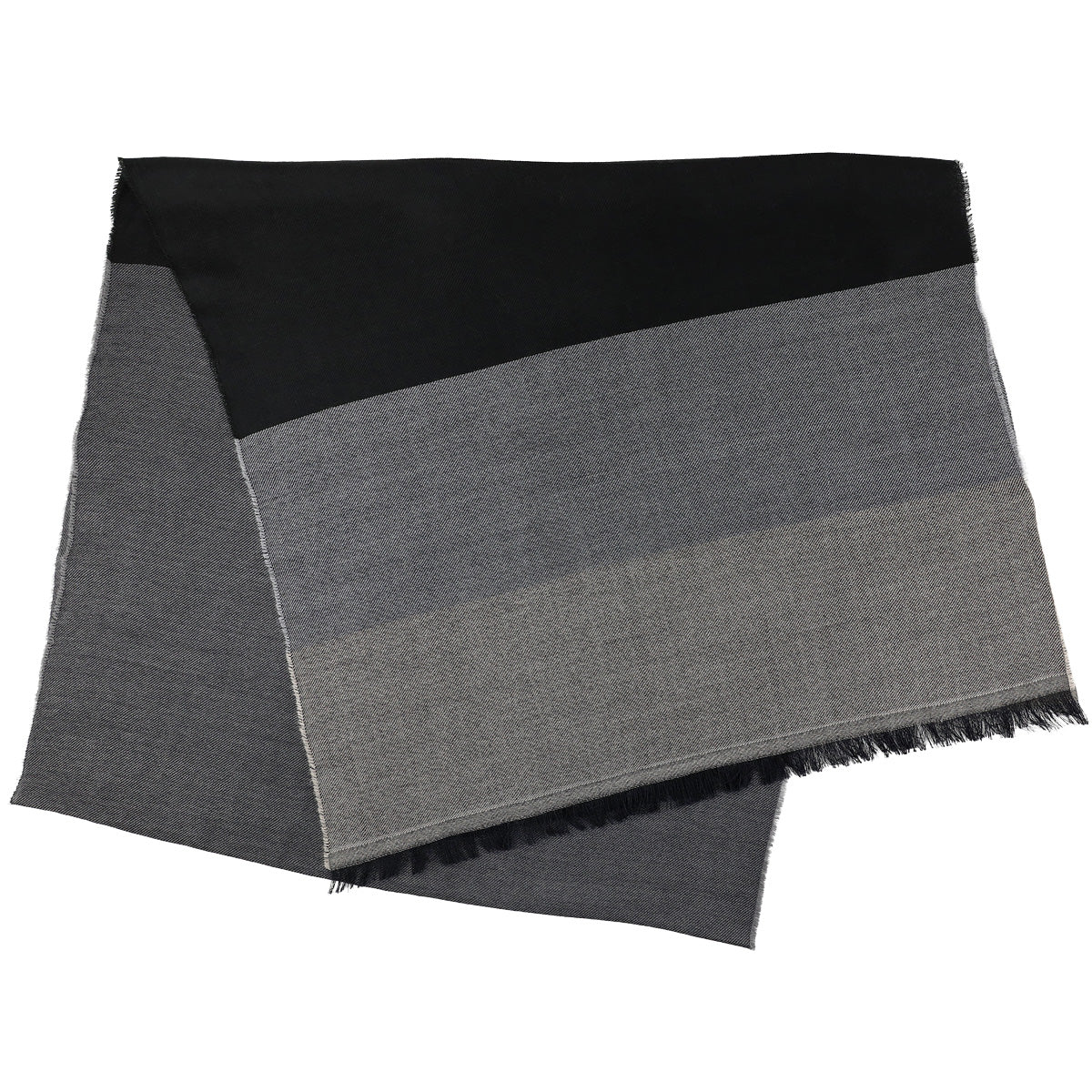 Striped Wool Silk Scarf Charcoal Grey