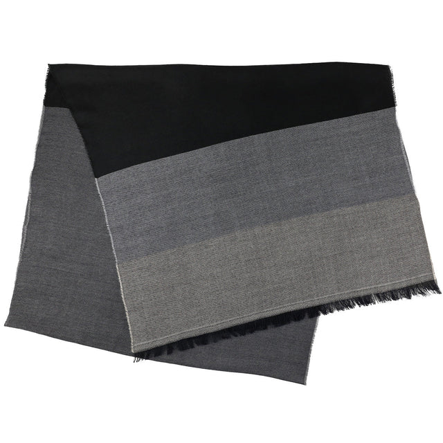 Striped Wool / Silk Scarf - Charcoal / Grey