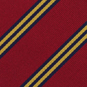 Bespoke Repp Stripe Silk Tie - Cherry / Gold / Navy