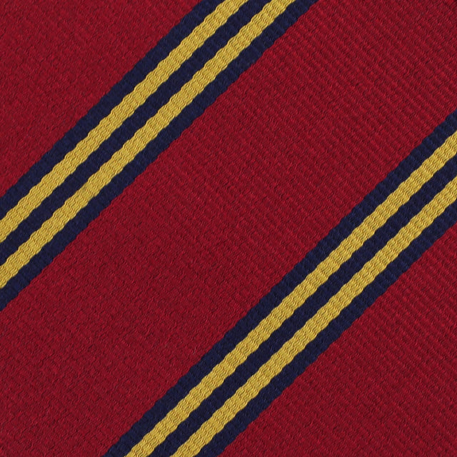 Bespoke Repp Stripe Silk Tie - Cherry / Gold / Navy