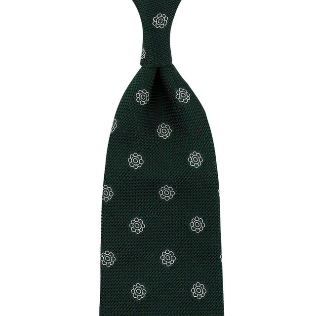 Shibumi-Flower Fina Grenadine Silk Tie - Forest