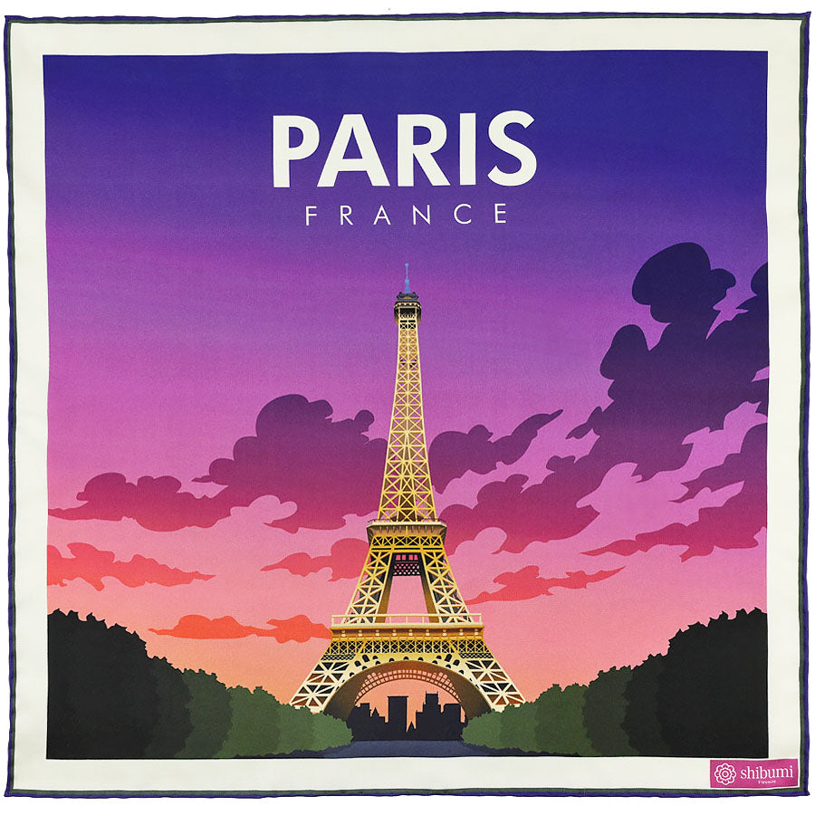 Paris Travel Poster Silk Pocket Square 40x40cm
