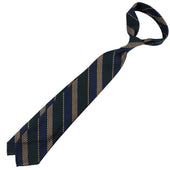 Striped Grenadine Garza Grossa Silk Tie Navy Forest Beige