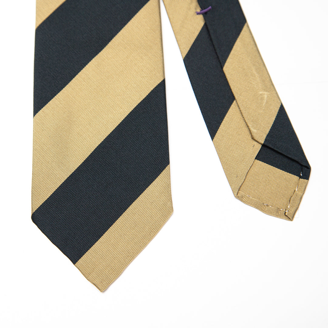 Green And Yellow Striped Silk Tie