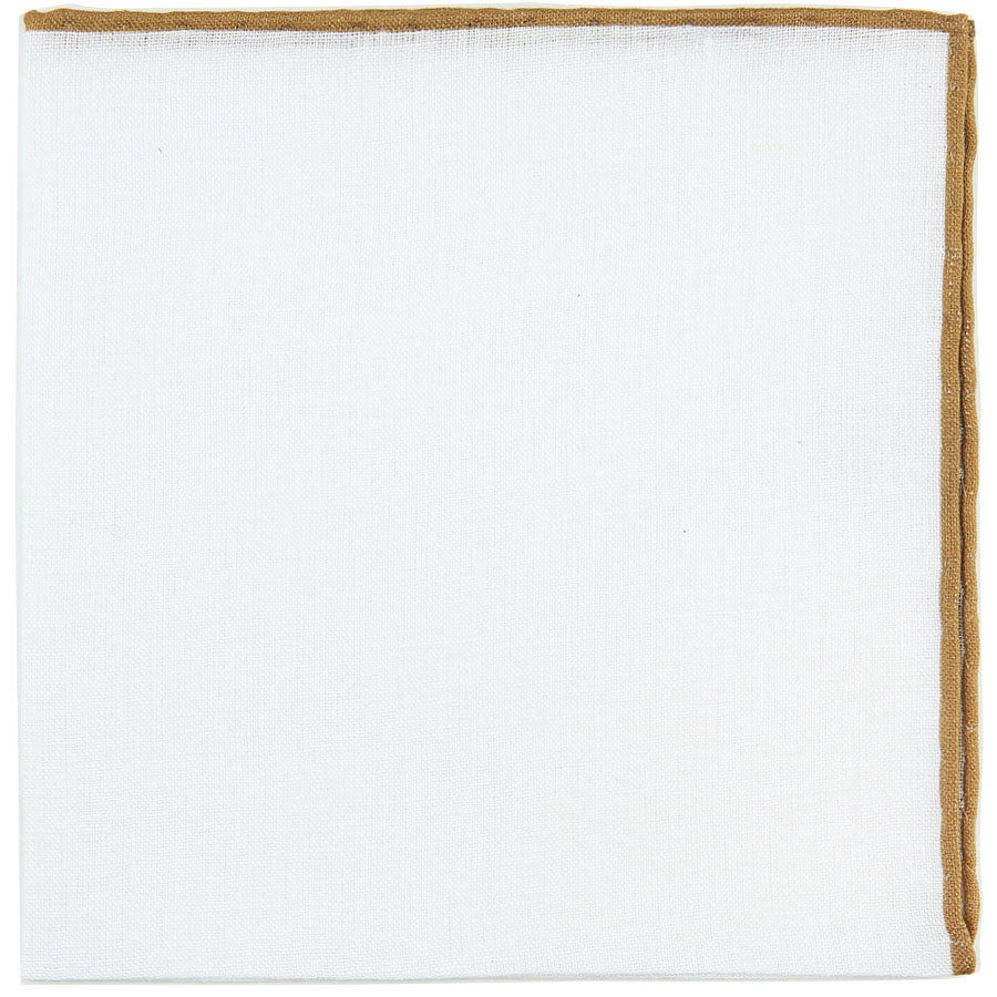 Irish Linen Shoestring Pocket Square White Beige