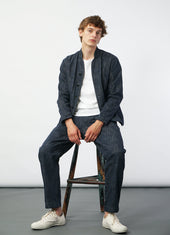 TRYGVE 29-55-3 | Wide Cut Cropped Trousers | Denim Blue