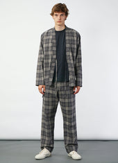 SUNE 29-59-3 | Classic Pleated Trousers | Navy Ecru Check