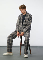SUNE 29-59-3 | Classic Pleated Trousers | Navy Ecru Check