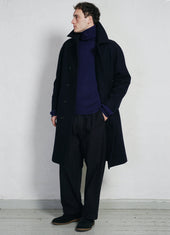 SIGURD | Long Lined Wool Coat | Solid Blue