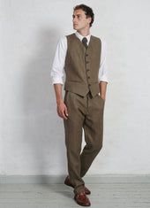 DANIEL | Classic Waistcoat | Khaki Linen