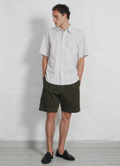 Reidar Loose Fit Short Sleeve Shirt Grey Stripes