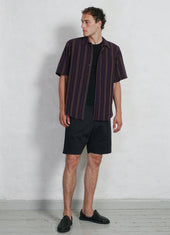Reidar Loose Fit Short Sleeve Shirt Purple Stripes