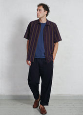 Reidar Loose Fit Short Sleeve Shirt Purple Stripes