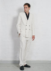 SUNE | Classic Pleated Trousers | Ecru Pin