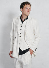 WILLIAM | Classic Lapel Waistcoat | Ecru Pin