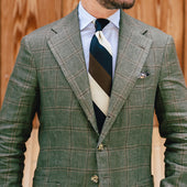 Japanese Repp Stripe Silk Tie Navy Brown