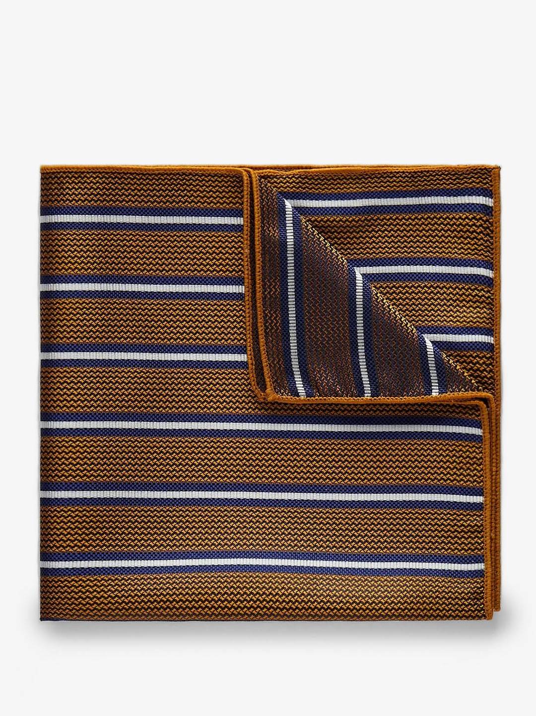 Orange Pocket Square Multi Stripe