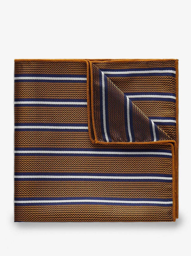Orange Pocket Square Multi Stripe