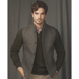 Cavan Donegal Tweed Gilet in Grey Herringbone |