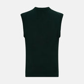 Green Fine Merino V Neck Vest