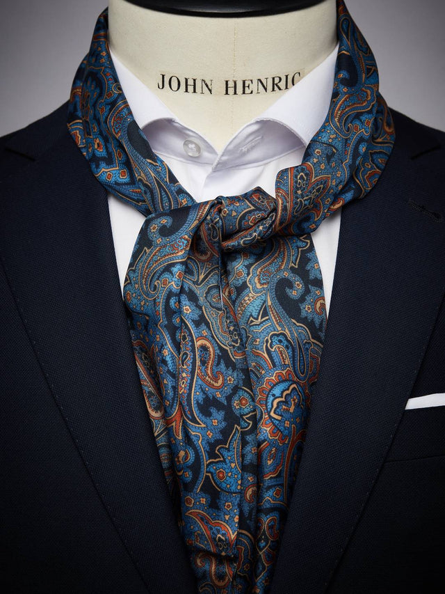 Blue Silk Scarf Paisley