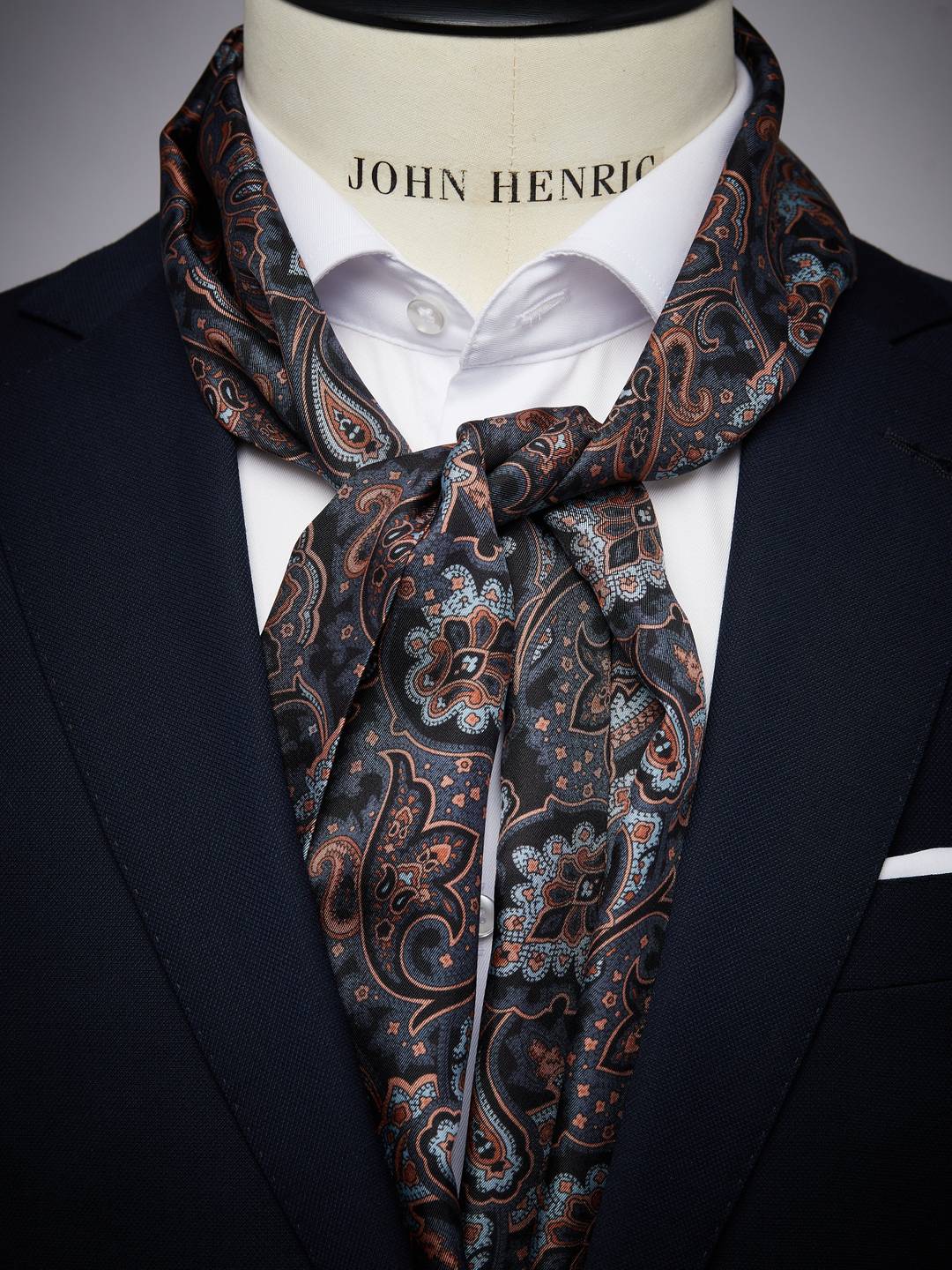 Black Silk Scarf Paisley