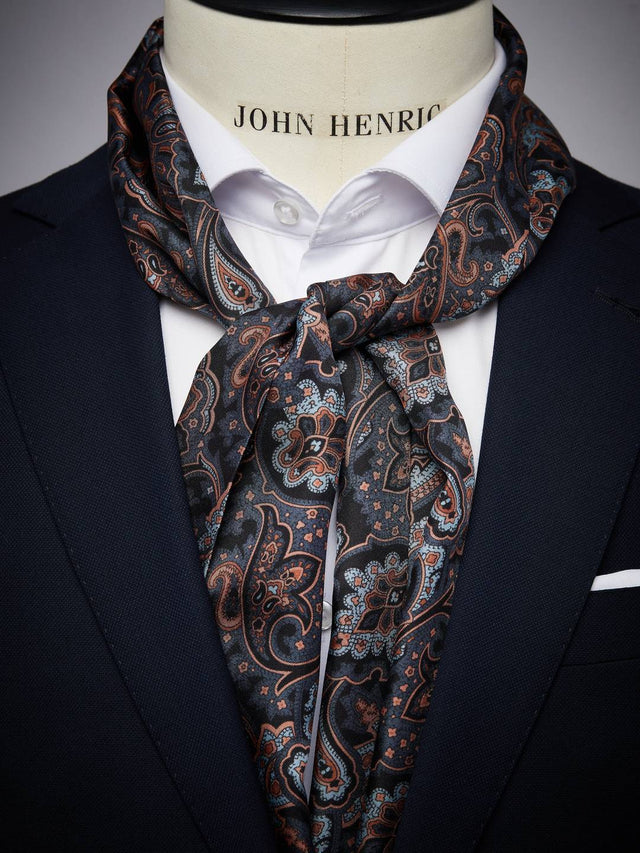 Black Silk Scarf Paisley