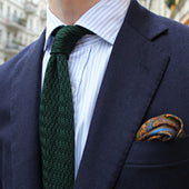 Zigzag Silk Knit Tie Green