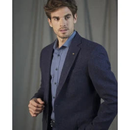 Ennis Tweed Blazer in Blue Herringbone | Mens Tweed Blazers |