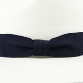 Panama Hat Ivory Navy Ribbon Llano