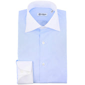 Poplin Semi Spread Shirt - Sky Blue / White - Contrast Collar w/ Cocktail Cuffs