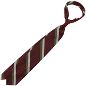 Repp Stripe Silk Cotton Tie Burgundy Olive