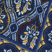 Paisley Motif Wool Silk Pocket Square Burgundy