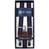 Elastic Barathea Clips Braces - Navy / Burgundy