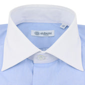 Poplin Semi Spread Shirt White Contrast Collar