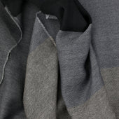 Striped Wool Silk Scarf Charcoal Grey