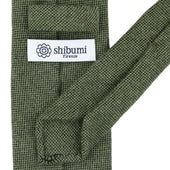Plain Cashmere Tie Green Hand Rolled
