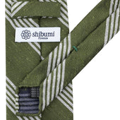 Striped Soft Shantung Silk Tie White Hand Rolled