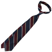 Striped Grenadine Garza Grossa Silk Tie Navy Burgundy Yellow