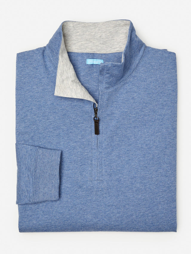 Heather Light Denim Clermont Cotton 1/4 Zip | Men's Knits \u0026 Polos | J.McLaughlin