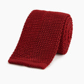 Knitted Red Silk Plain Tie