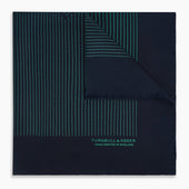 And Petrol Green Stripe Silk Pocket Square