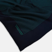 And Petrol Green Stripe Silk Pocket Square
