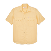 Washed Short Sleeve Feather Cloth Shirt - Straw