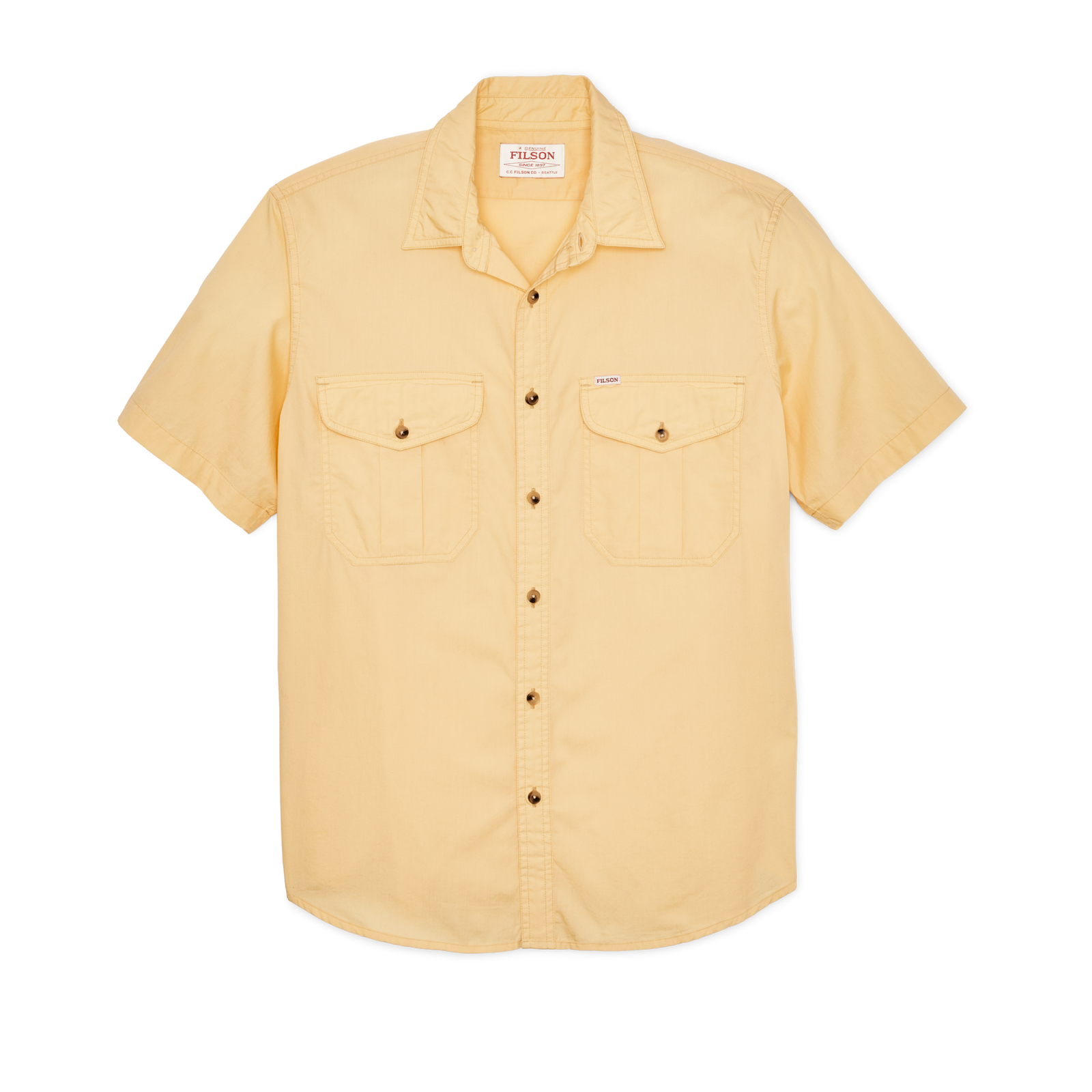 Washed Short Sleeve Feather Cloth Shirt - Straw