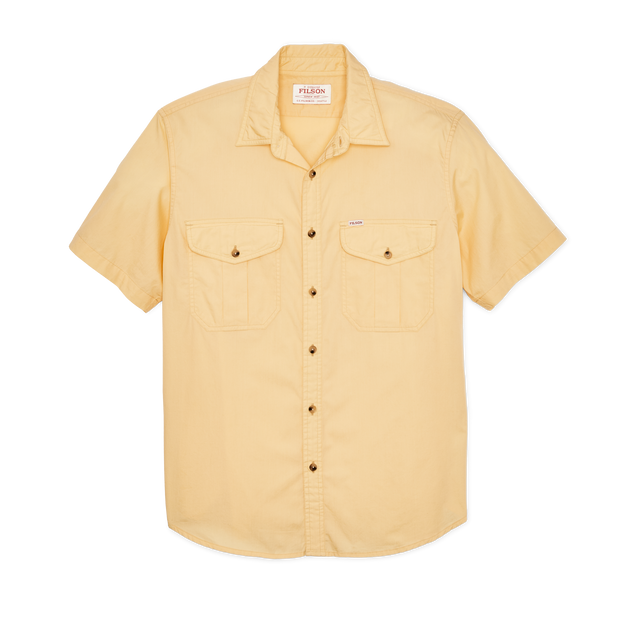 Washed Short Sleeve Feather Cloth Shirt - Straw