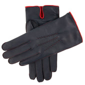 Men S Heritage Three Point Cashmere Lined Leather Gloves With Colour Contrast Details