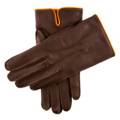 Men S Heritage Three Point Cashmere Lined Leather Gloves With Colour Contrast Details