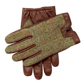 Men S Heritage Cashmere Lined Abraham Moon Herringbone Tweed And Leather Gloves